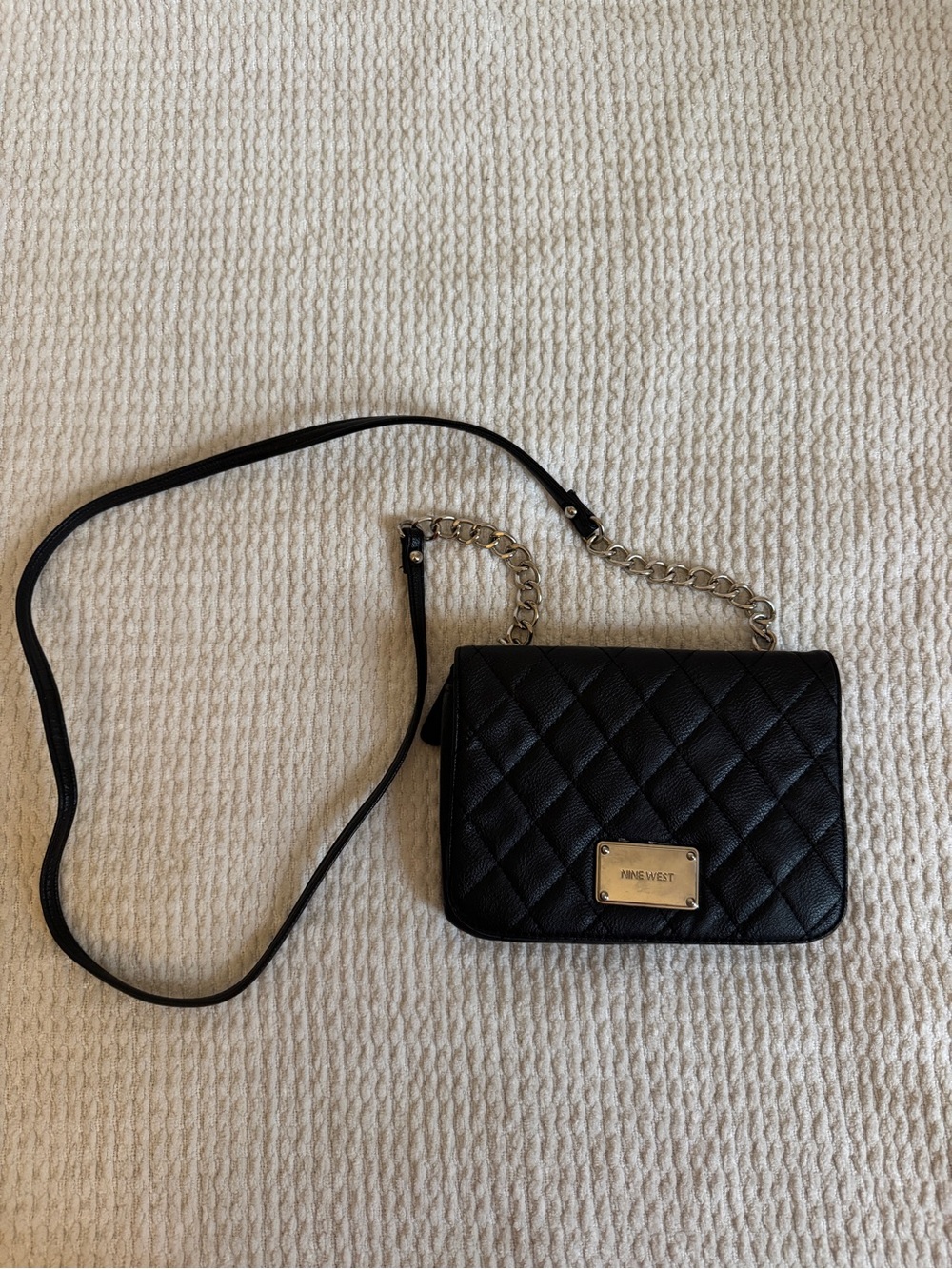 Nine West Black Quilted Crossbody Bag